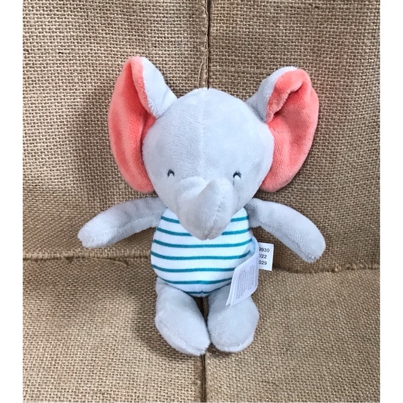 Carter's Other - Carters Striped Elephant 6 Inch Plush Lovey Rattle Stuffed Animal Baby Toy